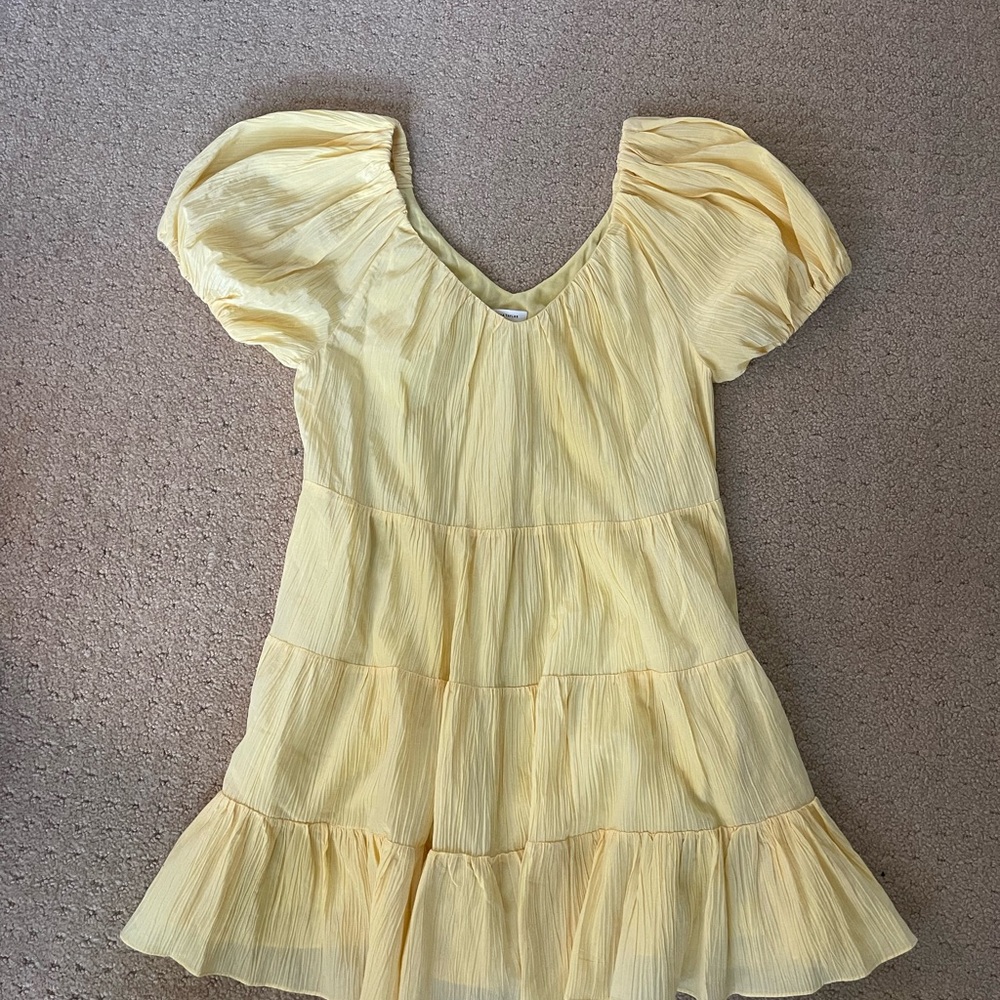 Rebecca Taylor Yellow Puff Sleeve Dress